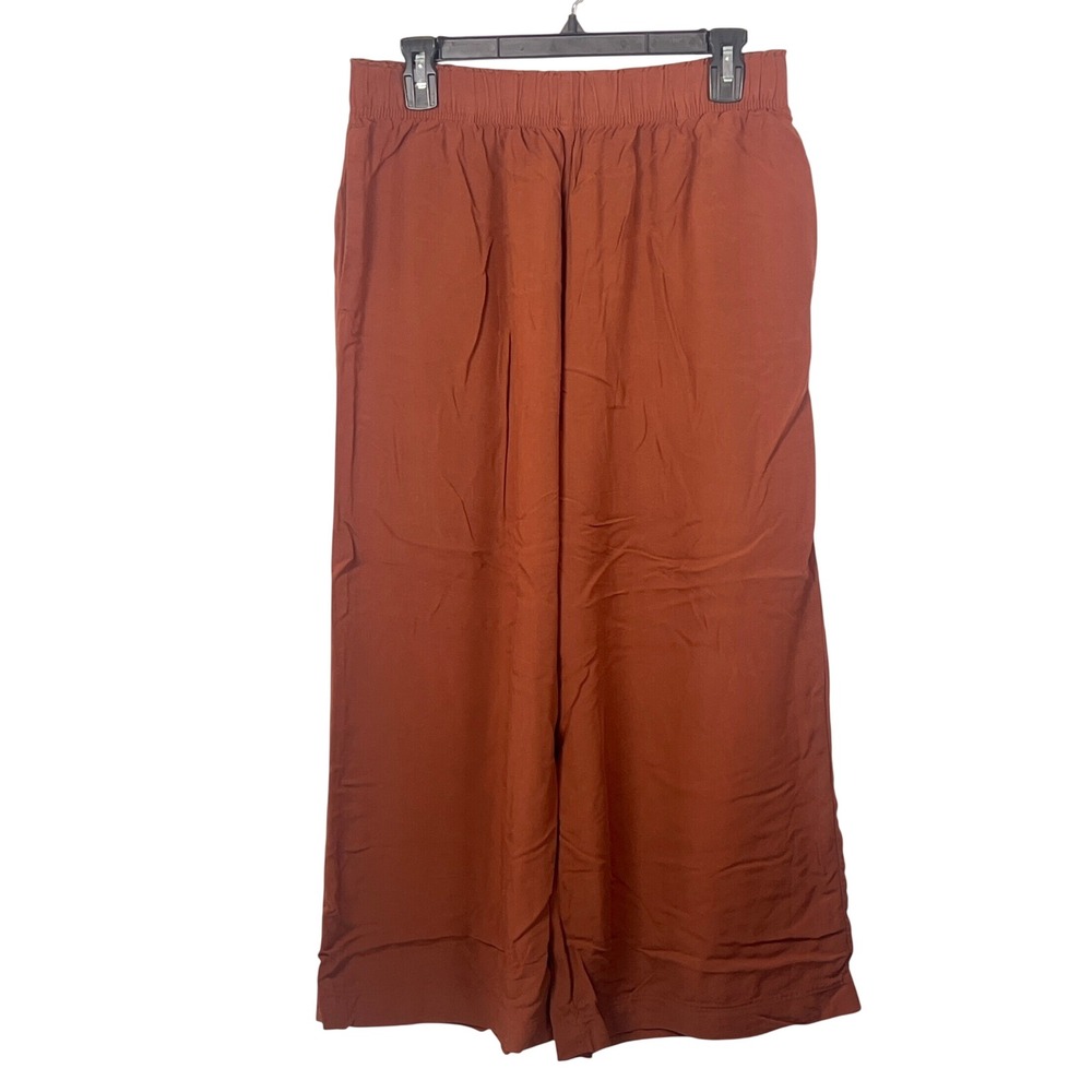 H&M Brown Cropped Wide Leg High Waist Palazzo Pants Boho Costal Grandmother Med